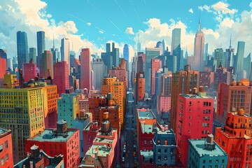 Vibrant Cityscape: A Colorful View of Urban Life