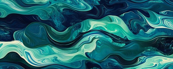 Fototapeta premium Abstract swirling blue and green pattern.