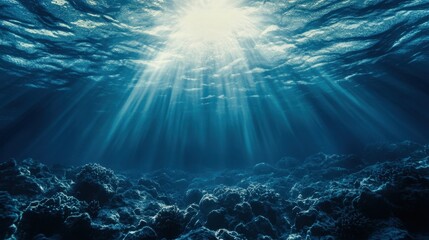 Fototapeta premium Sapphire blue tones merging with deep ocean textures in a captivating aquatic composition, evoking serenity and depth.