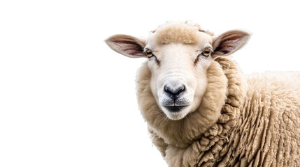 Fluffy Sheep Full-Body on White Background