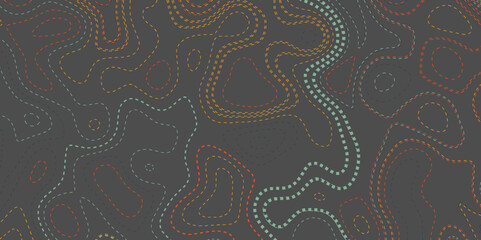 Abstract seamless pattern. Modern design template. Multicolor dots contour line isolated on black background.