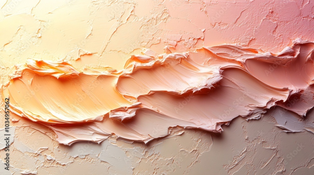 Leinwandbilder the artwork showcases a rich blend of peach and cream colors with dynamic, layered textures that cre