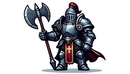 Obraz premium Playful Armored Knight Game Character