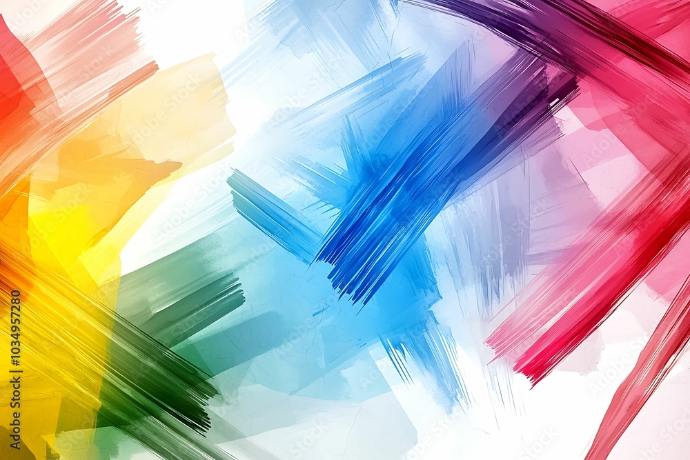 Poster vibrant abstract art with colorful brush strokes creating a dynamic and energetic visual experience