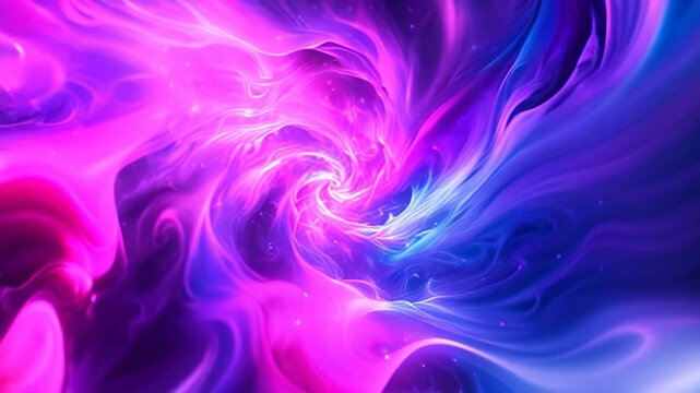 A computer-generated Video featuring a swirling pattern in shades of blue and purple, High-energy abstract background using electric blues and purples