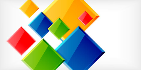 Colorful squares with reflections abstract background design. Vector Illustration For Wallpaper, Banner, Background, Card, Book Illustration, landing page