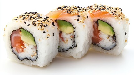 California sushi rolls with fresh ingredients and sesame seeds