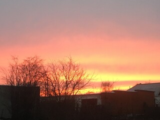 sunset in the city