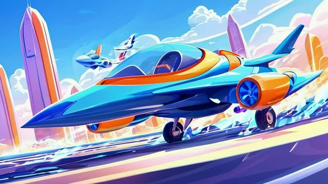 Cartoon Jet Race in Futuristic World