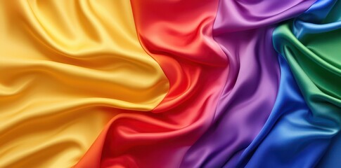 Silk Fabric Flowing in Rainbow Hues: A Smooth and Colorful Display of Elegance and Grace