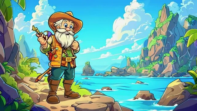Cartoon Treasure Hunter in Fantasy World