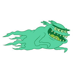 Frightful Giant Ghost with Many Eyes and Horrifying Teeth