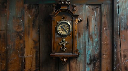 A mounted to the wall old fashioned timepiece