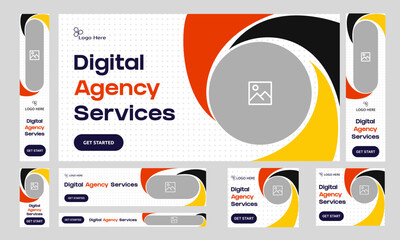Trending digital agency web set banner design, digital agency web bundle banner design, fully customizable vector eps 10 file format 