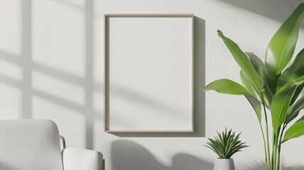 Stylish modern living room featuring a sleek white design and a mock-up frame for personalized decor.