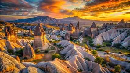 Fototapeta premium Surreal Landscapes of Cappadocia: Majestic Rock Formations and Dreamlike Valleys Captured in Stunning Detail