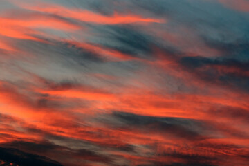 Sky view at sunset time in autumn