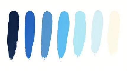 Generative AI, Minimalist gradient transition of seven vertical brushstrokes from deep navy blue to pure white, creating a calming and balanced visual effect