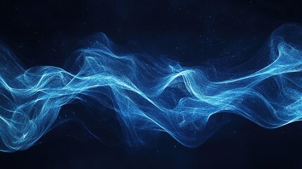 Blue Waves of Light on Dark Background