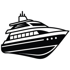 boat on the ocean with beachy vibes. yacht silhouette vector design illustration on white background eps10