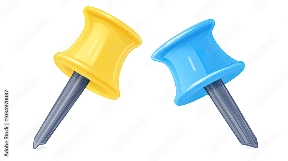 Poster set of colorful vector push pins isolated on a transparent background generative ai