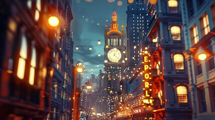 A neighborhood timer skyscraper at evening perfect for site headlines