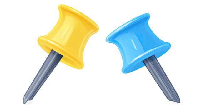 Set of Colorful Vector Push Pins Isolated on a Transparent Background Generative AI