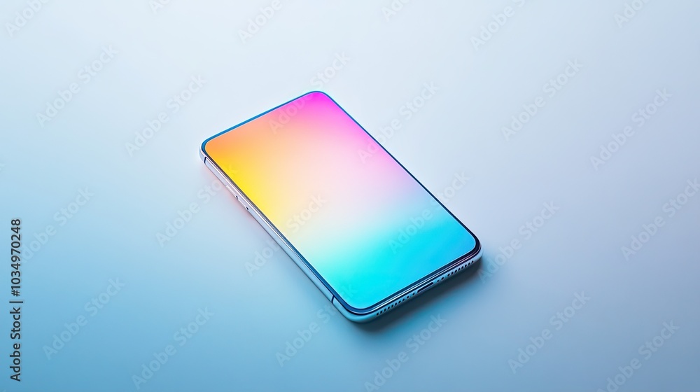 Poster modern smartphone on soft gradient background