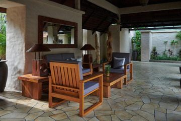 Teakwood lounge chairs and furniture pieces. Wooden lounge chairs made from teakwood material. Stylish and durable furniture.