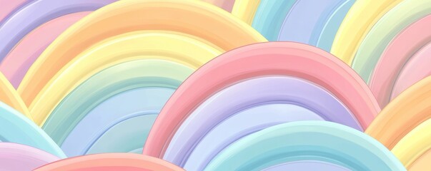 Obraz premium Pastel rainbow curved abstract design.