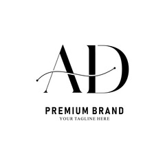 Modern Creative AD Logo Design. icon initial Based Monogram and Letters in Luxury vector