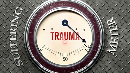 Trauma and Suffering that is hitting a full scale, showing a very high level of trauma, overload of it, too much of it. Maximum value, off the charts.  ,3d illustration