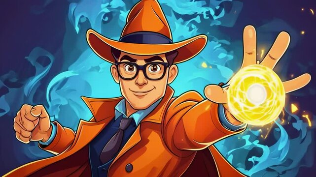 Cartoon Magical Detective with Super Powers