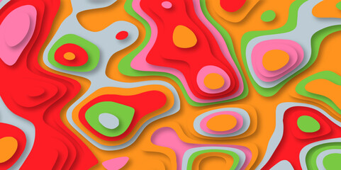 Abstract beautiful modern wave papercut style background. Colorful papercut multi layers illustration.