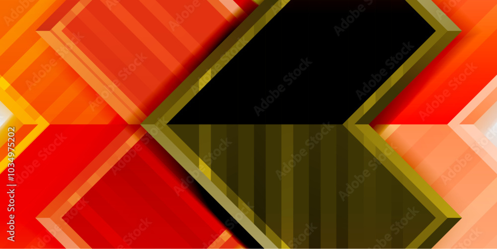 Poster Arrow symbols created with 3d effects and line texture geometric abstract background