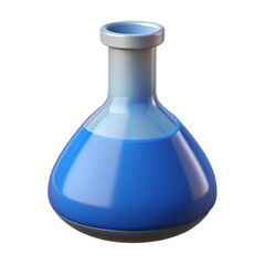 Chemical flask 3D render icon isolated on white background