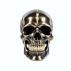Metallic skull. Isolated on white background. Front view. Digital illustration.