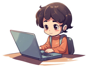 PNG A child with computer cartoon laptop cute.
