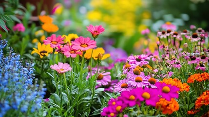 Fototapeta premium Vibrant Flower Garden in Full Bloom