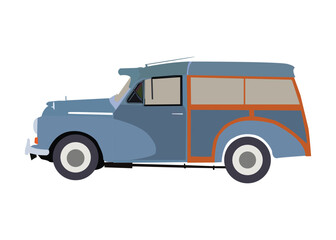 Surfing Woodie retro style car transportation vehicle vector illustration.