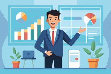 Professional Business Presentation Vector – Data Analysis & Office Work Concept illustration.
