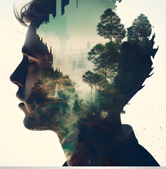 Man turning into forest 