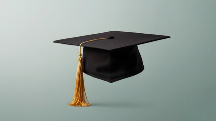 Academic graduation cap with tassel in minimalist setting