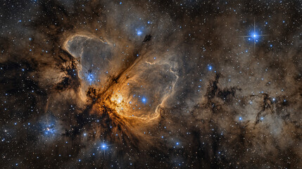 beautiful cosmic nebula with stars and dust in space galaxy background