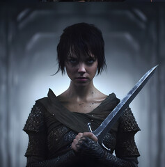 Girl holding sword 