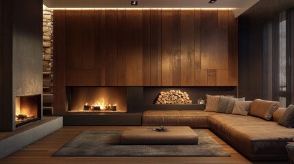 Cozy Modern Living Room with Fireplace