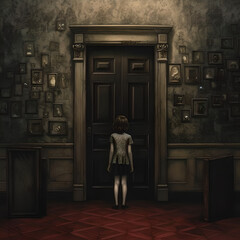 Child standing Infront of door