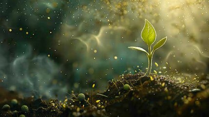 Fototapeta premium A Tiny Sprout Emerging From The Earth - A Symbol of Hope and Renewal