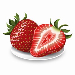 Red Strawberry Vector illustration, strawberry fruit vector template for design, template, reading book, printing, 3d strawberry, strawberry seeds, leave, strawberry leafs, vector design of fruit	
