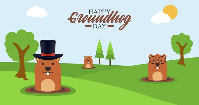 national groundhog day animation video, ideal for national groundhog day celebration